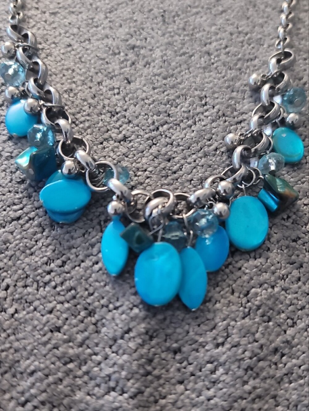 NWOT Paparazzi Turquoise Blue Charm Bib Necklace - Picture 2 of 6
